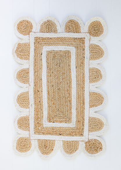 White Scalloped Jute Rug