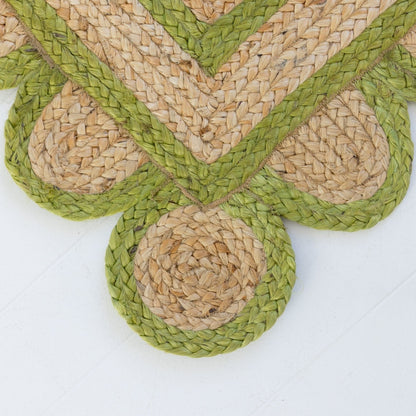 Grass Green Scalloped Jute Mini Rug (ready to ship)