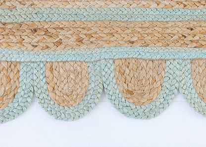Sea Blue Scalloped Jute Mini Rug (ready to ship)