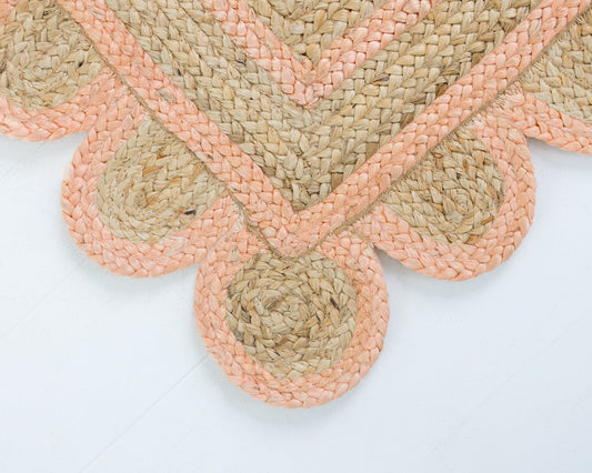Peach Scalloped Jute Rug