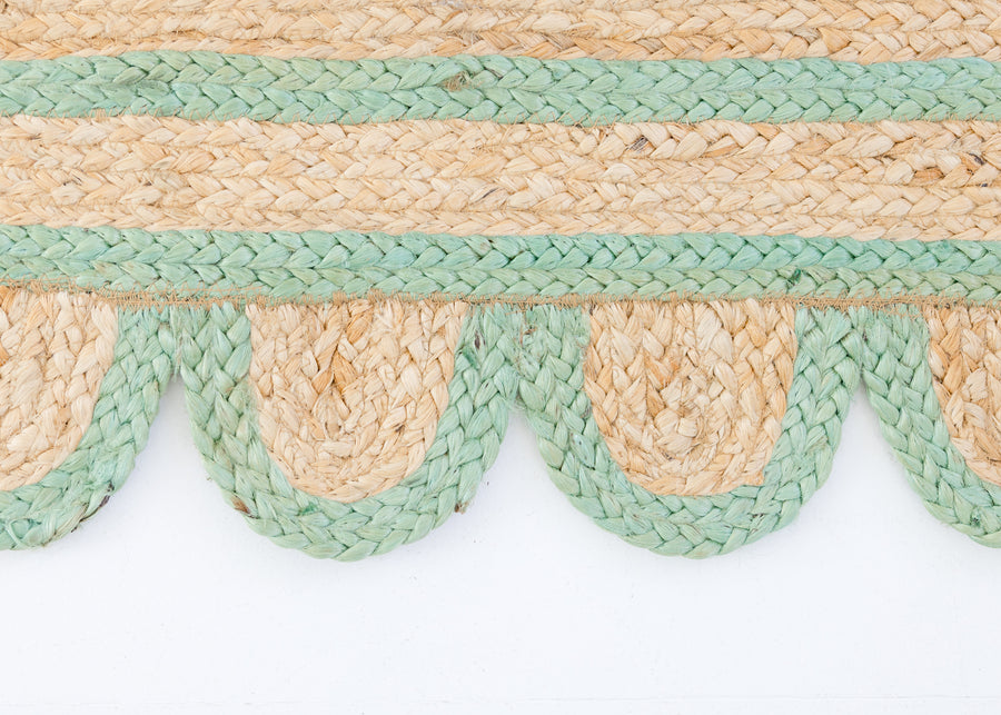 Teal Green Scalloped Jute Mini Rug (in stock)