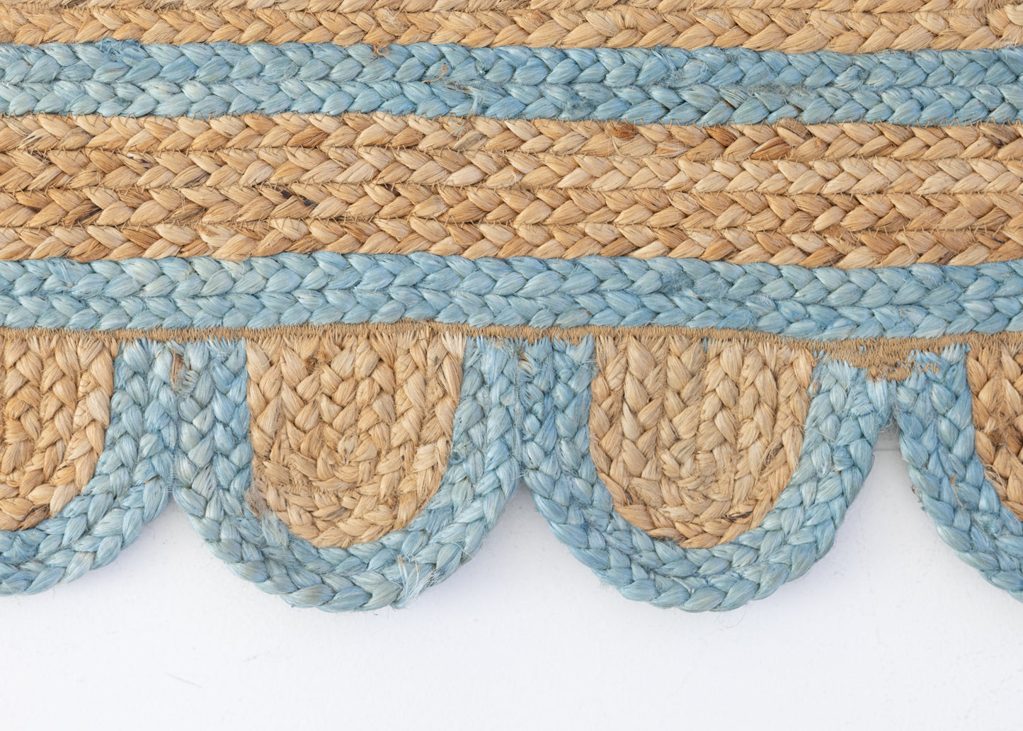 Frost Blue Scalloped Jute Mini Rug (ready to ship)