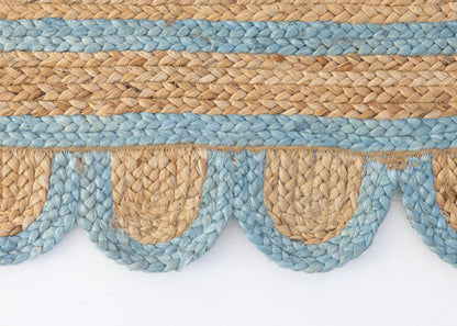 Frost Blue Scalloped Jute Mini Rug (ready to ship)