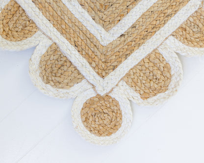 White Scalloped Jute Rug (ready to ship)