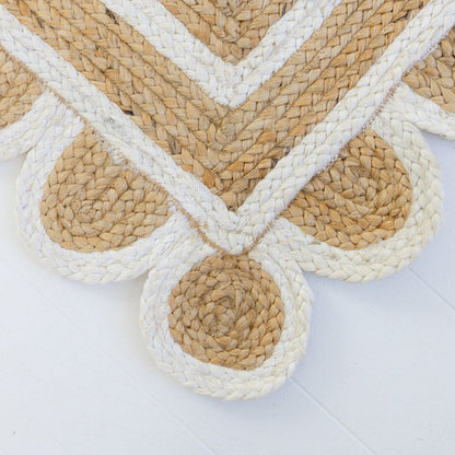 White Scalloped Jute Rug