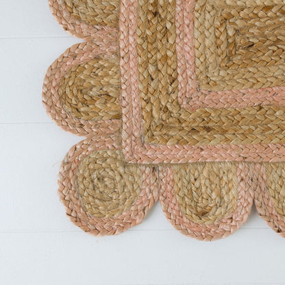 Light Pink Scalloped Jute Mini Rug