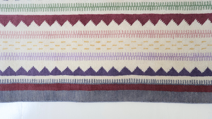 Hand-knotted 100% wool rug featuring multi-color stripes and zigzag pattern – Heritage Stripe Multi Rug by Locust Lane Rugs