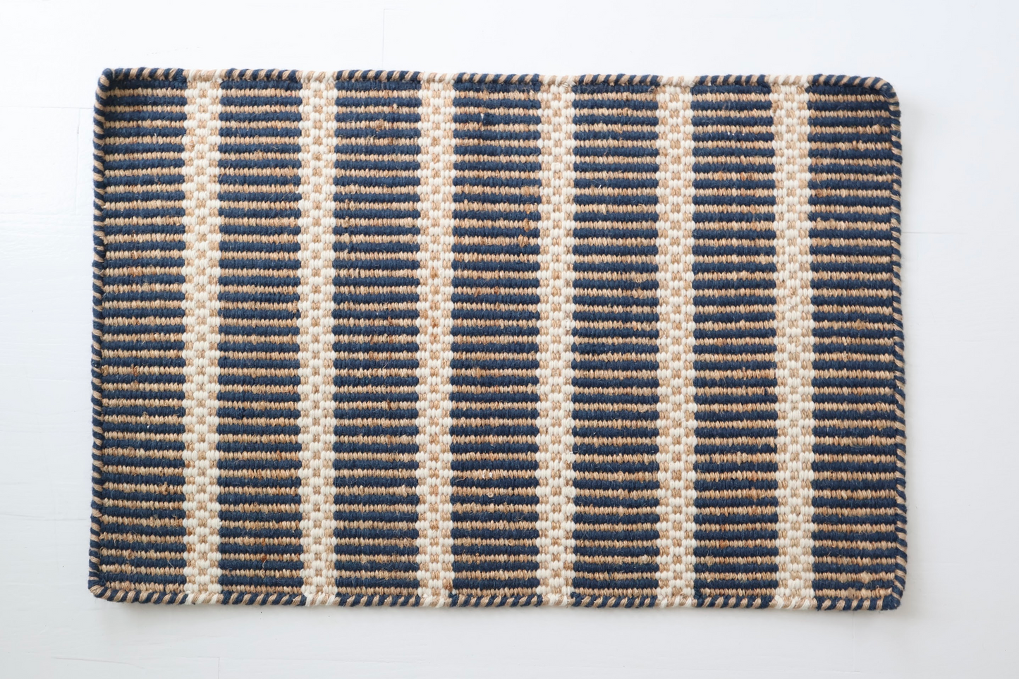 Navy Jute & Wool Mini Rug