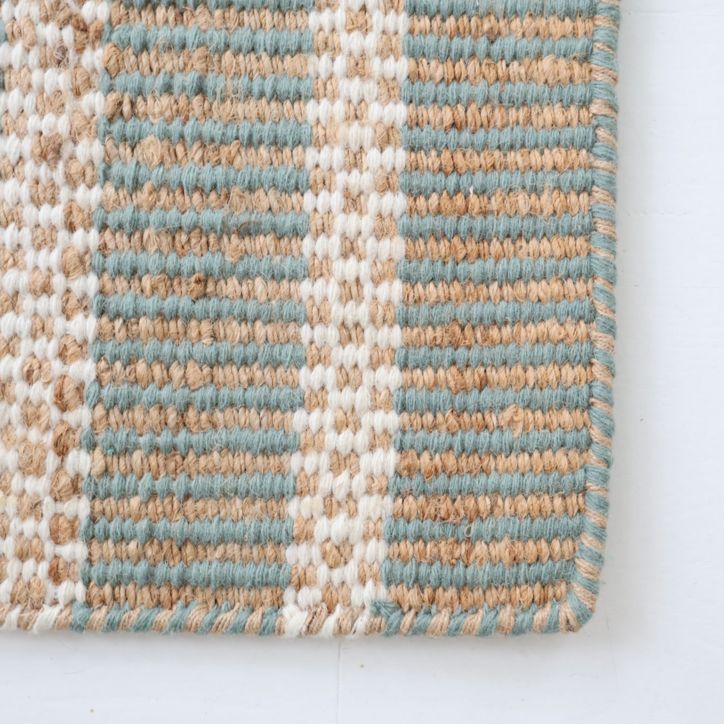 Sea Blue Jute & Wool Mini Rug