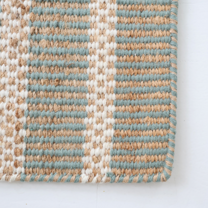 Sea Blue Jute & Wool Mini Rug