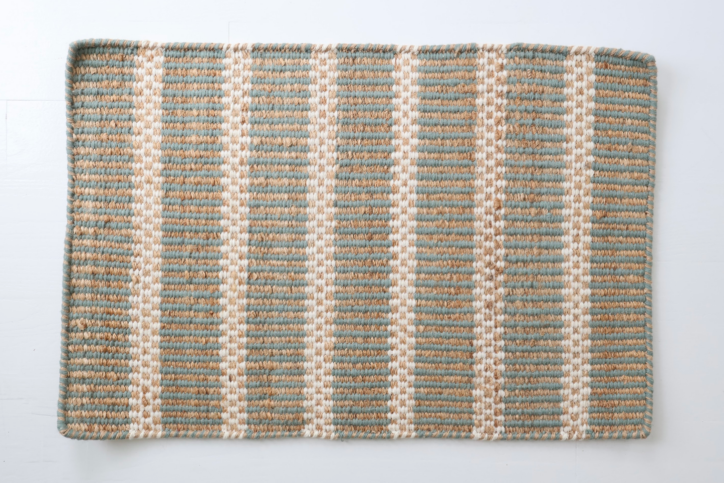Sea Blue Jute & Wool Mini Rug