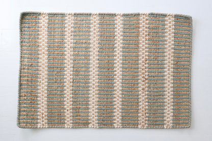 Sea Blue Jute & Wool Mini Rug