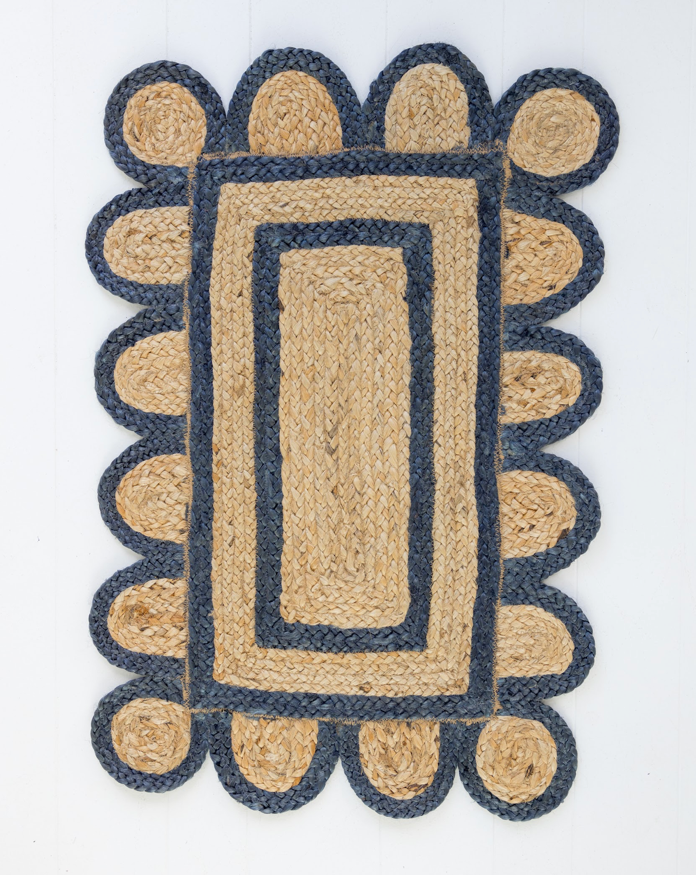 Navy Scalloped Jute Rug (in stock)