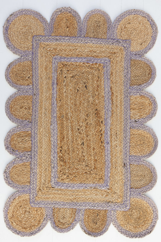 Lilac Scalloped Jute Rug