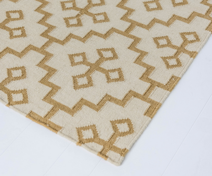 Gold Cross Flatweave Dhurrie Rug