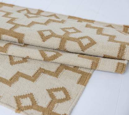 Gold Cross Flatweave Dhurrie Rug