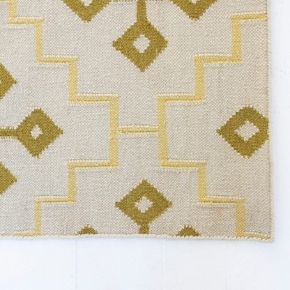 Butter Yellow Cross Flatweave Dhurrie Rug
