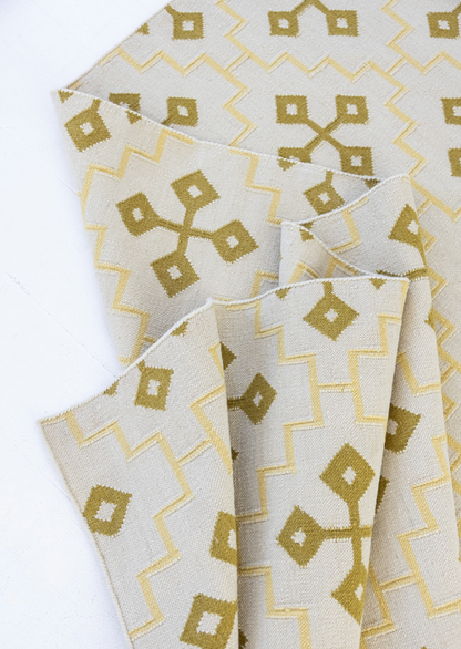 Butter Yellow Cross Flatweave Dhurrie Rug