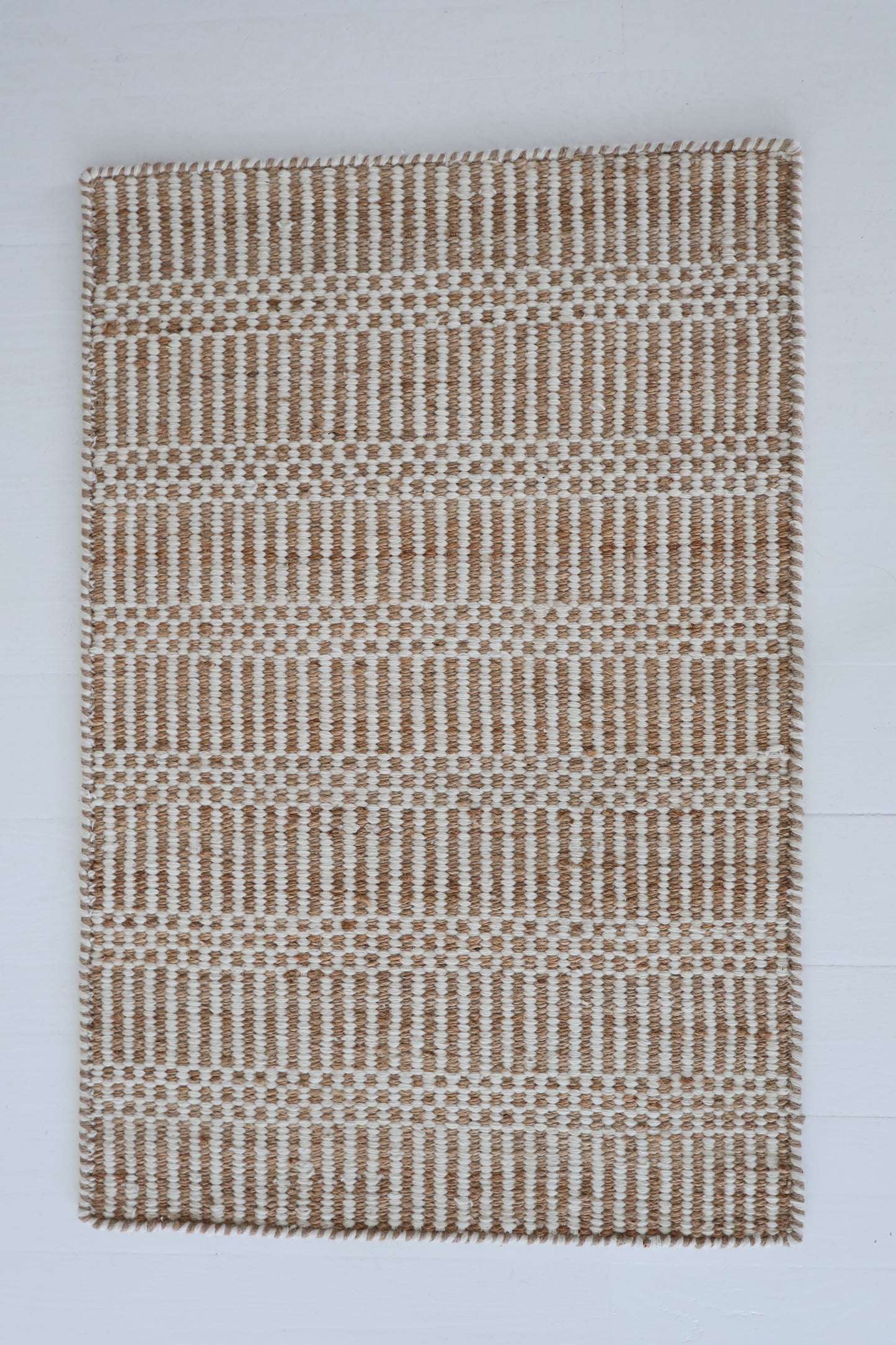 Cotton White Jute & Wool Mini Rug