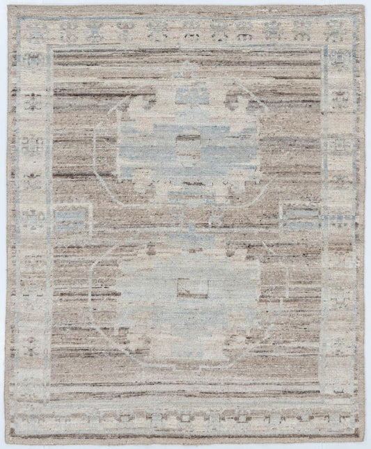 Distressed with Hints of Blue Modern Oushak Rug