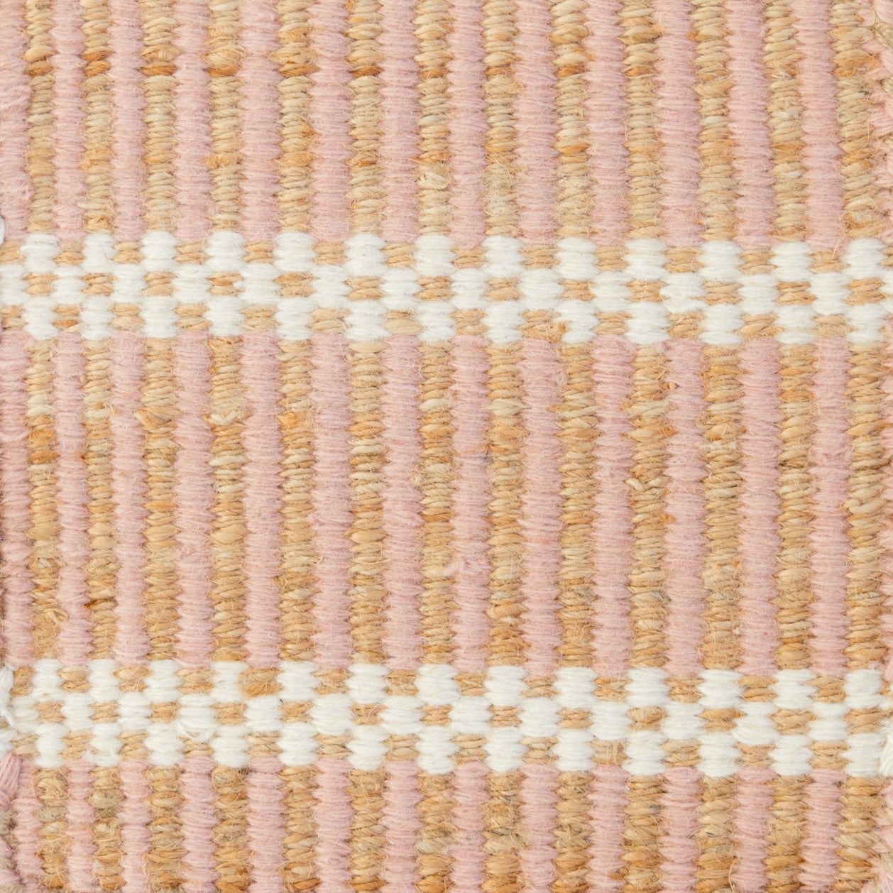 Handwoven jute and wool rug with blush pink, ivory, and natural stripes – Blush Jute & Wool Rug by Locust Lane Rugs