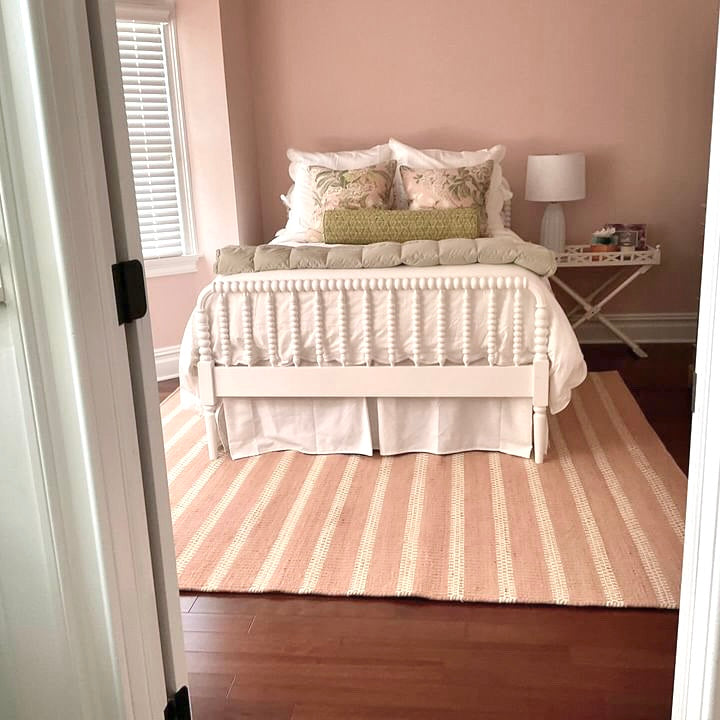 Handwoven jute and wool rug with blush pink, ivory, and natural stripes – Blush Jute & Wool Rug by Locust Lane Rugs