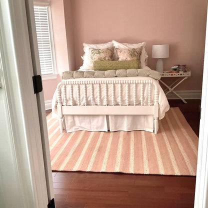 Handwoven jute and wool rug with blush pink, ivory, and natural stripes – Blush Jute & Wool Rug by Locust Lane Rugs
