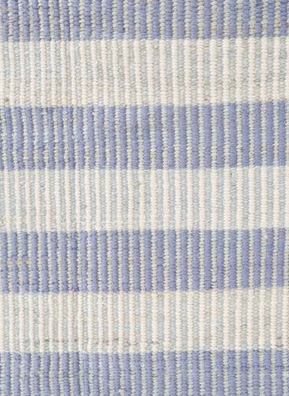 Handwoven blue and ivory striped rug made from natural jute and wool – Broken Stripe Blue Jute and Wool Rug by Locust Lane Rugs