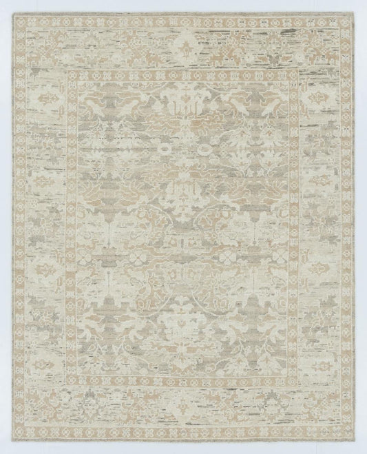 Traditional Neutral Modern Oushak Rug