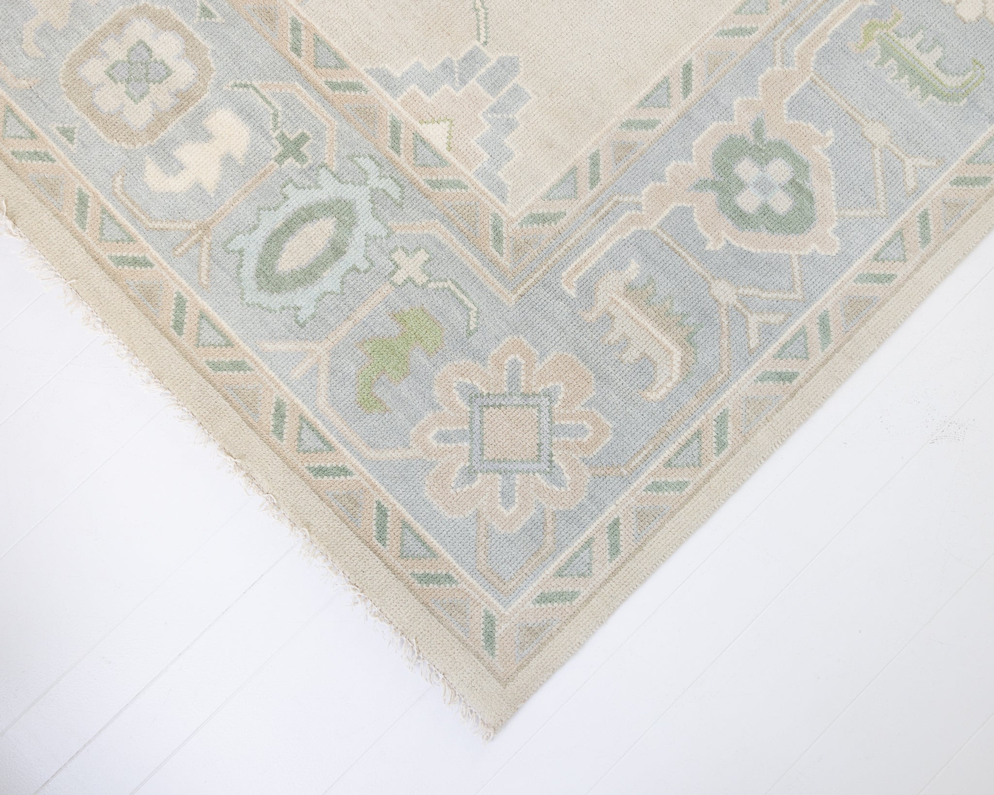 Fiona Rug – Hand-Knotted Wool Oushak in Ivory & Blue | Locust Lane