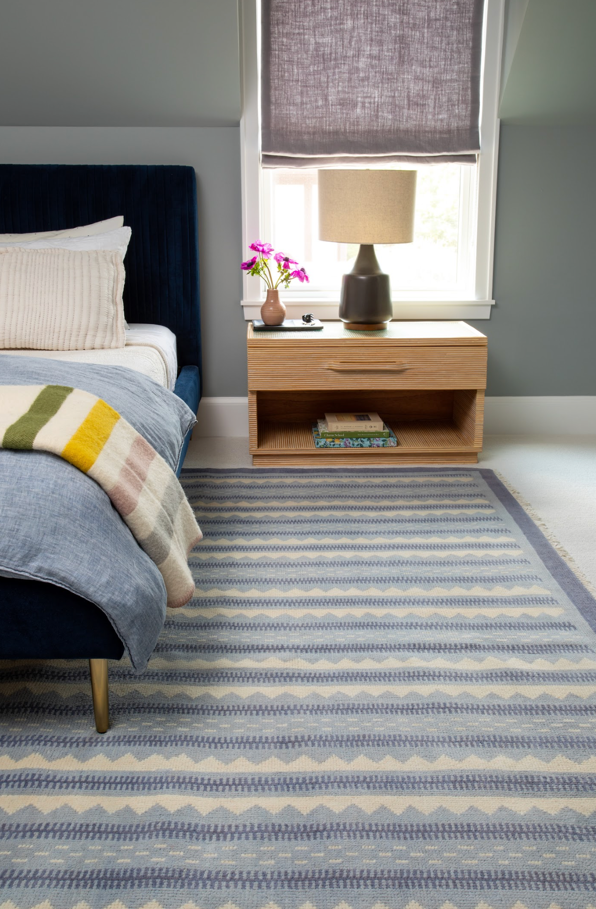 Locust Lane x Chasing Paper |Heritage Stripe Blue Modern Oushak Rug