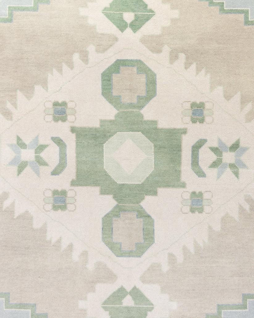 Ivy Rug – Hand-Knotted Geometric Oushak in Green and Blue | Locust Lane ...