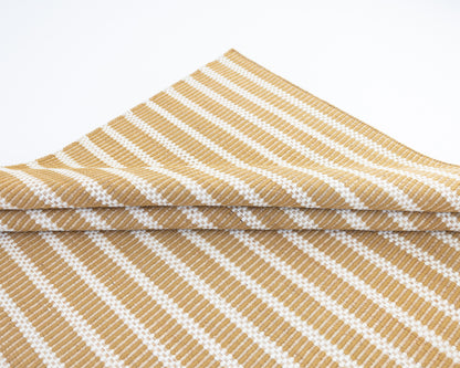 Handwoven jute and wool rug with ochre brown, ivory, and natural stripes – Ochre Brown Jute & Wool Rug by Locust Lane Rugs