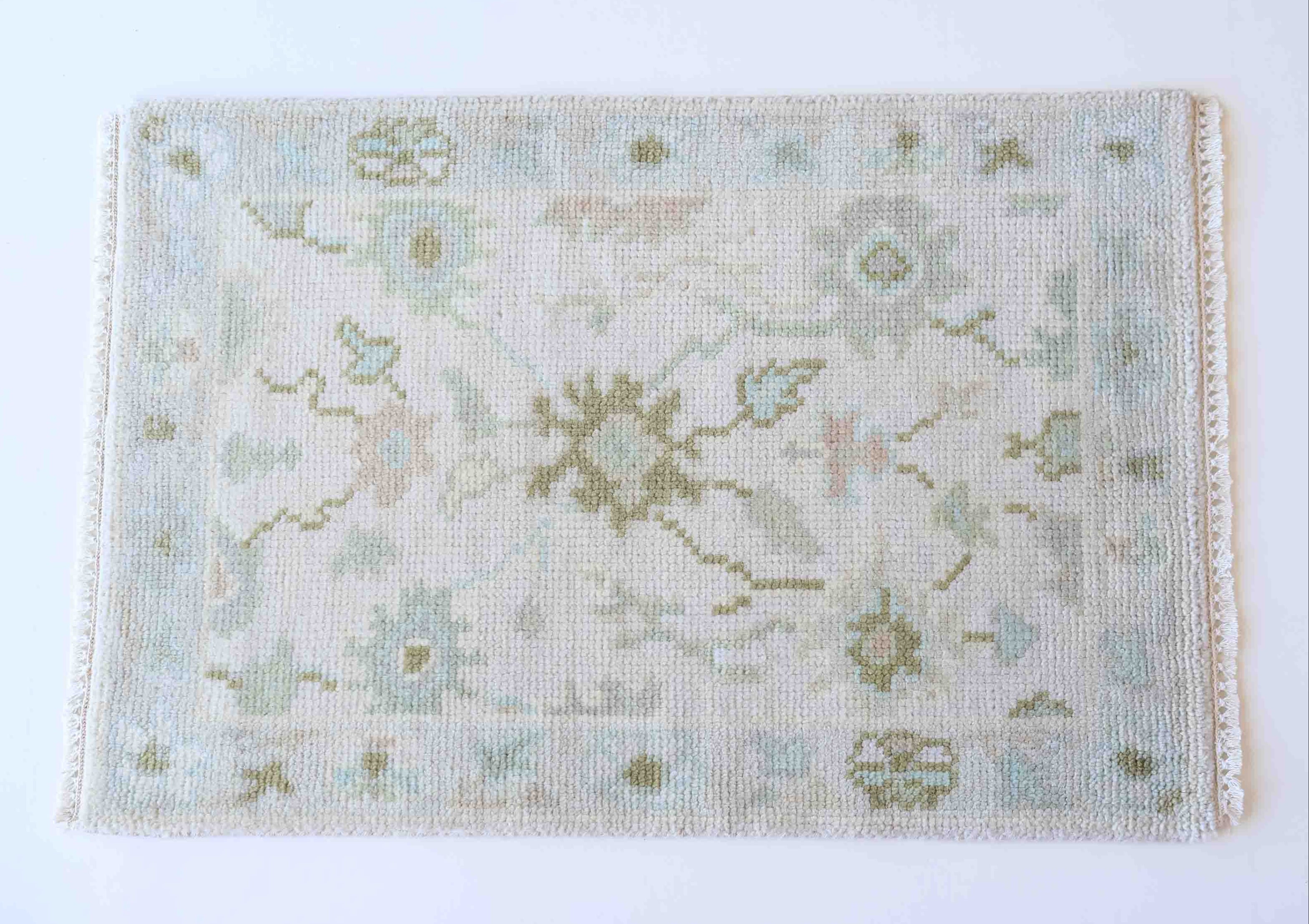 Opal Mini Rug | Hand-Knotted Wool in Soft Blue, Sage & Ivory | Locust ...