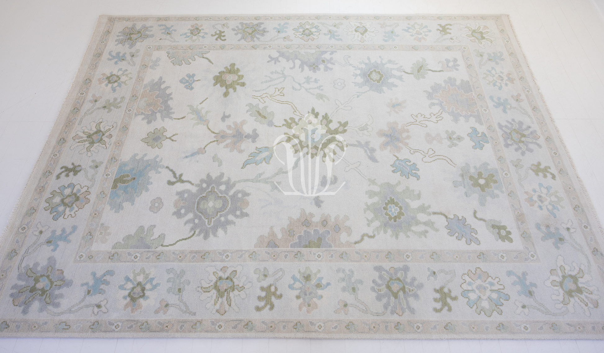 Full view of the Opal hand-knotted modern Oushak wool rug