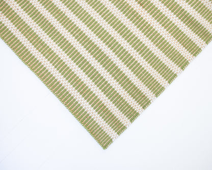 Handwoven jute and wool rug with green, ivory, and natural stripes – Pea Green Jute & Wool Rug by Locust Lane Rugs