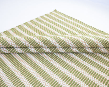 Handwoven jute and wool rug with green, ivory, and natural stripes – Pea Green Jute & Wool Rug by Locust Lane Rugs