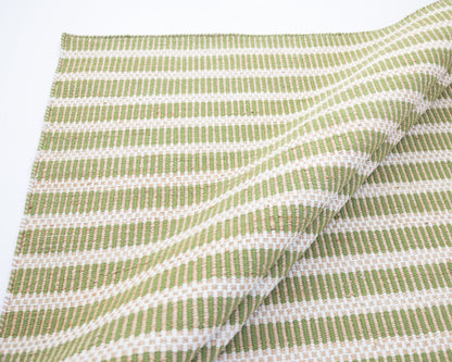 Handwoven jute and wool rug with green, ivory, and natural stripes – Pea Green Jute & Wool Rug by Locust Lane Rugs