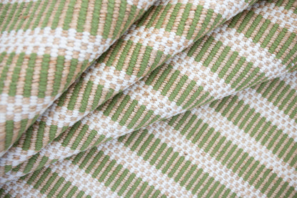 Handwoven jute and wool rug with green, ivory, and natural stripes – Pea Green Jute & Wool Rug by Locust Lane Rugs