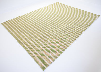 Handwoven jute and wool rug with green, ivory, and natural stripes – Pea Green Jute & Wool Rug by Locust Lane Rugs