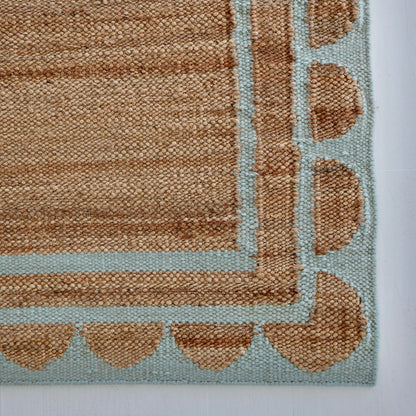 Seacliff Blue Scalloped Edge Jute & Wool Combo Rug