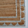 Stone Blue Scalloped Edge Jute & Wool Combo Rug