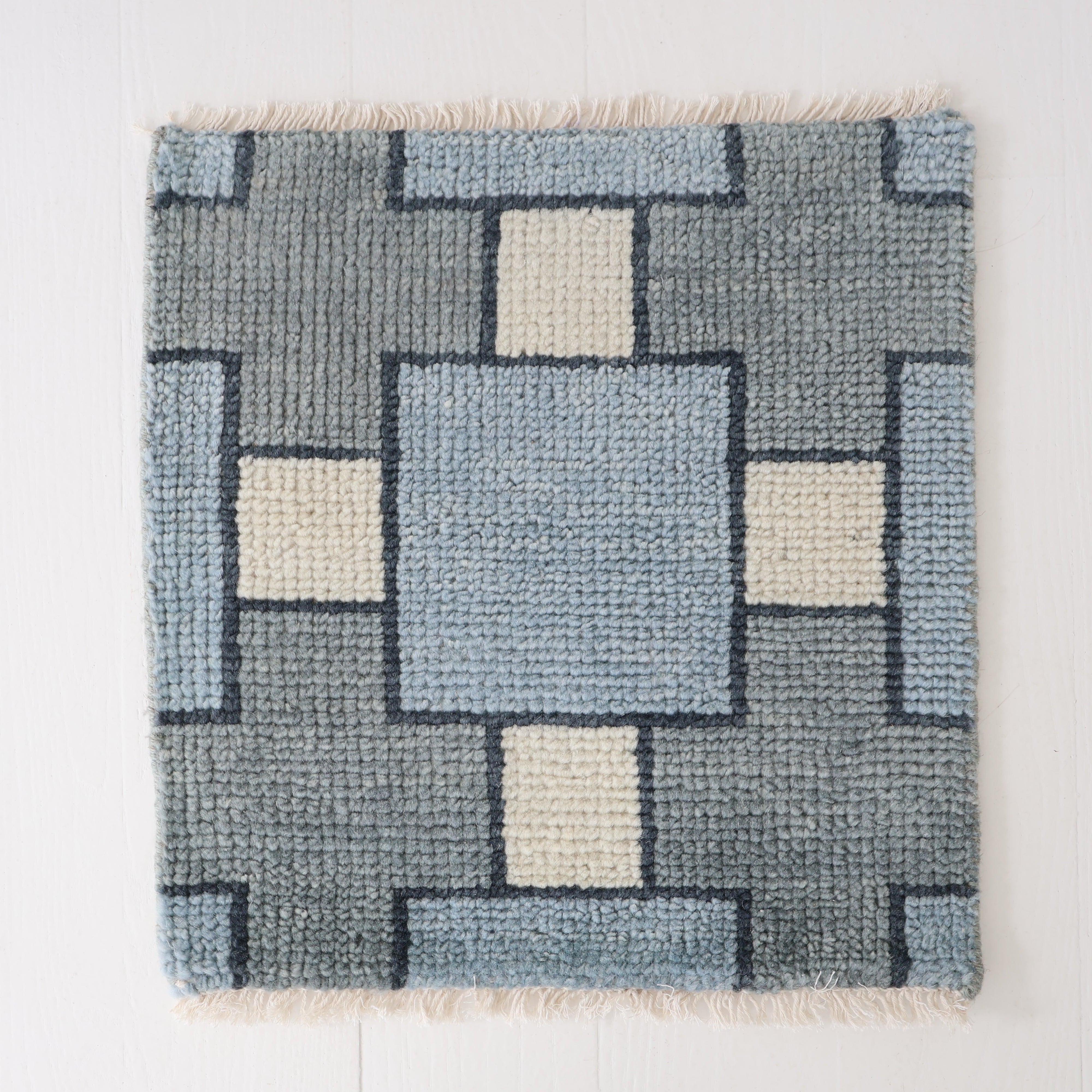 Cadence “Tilly” Rug Sample | Blue Geometric Design – Locust Lane Rugs