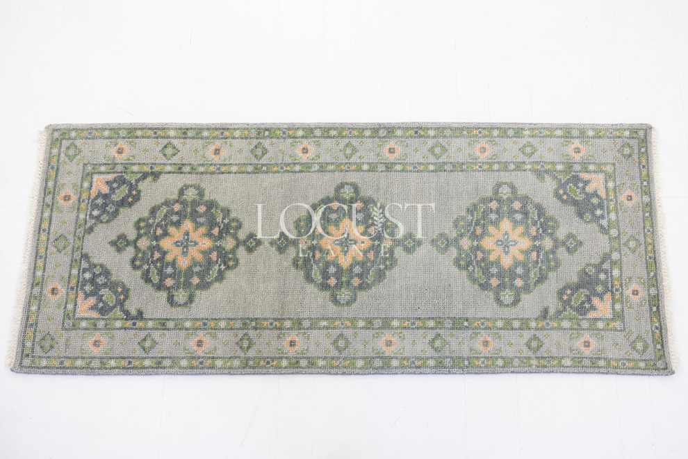 Olivia Rug – Hand-Knotted Oushak in Blue, Green, and Peach