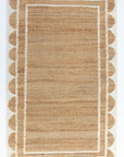 Cotton White Scalloped Edge Jute & Wool Combo Rug (ready to ship)