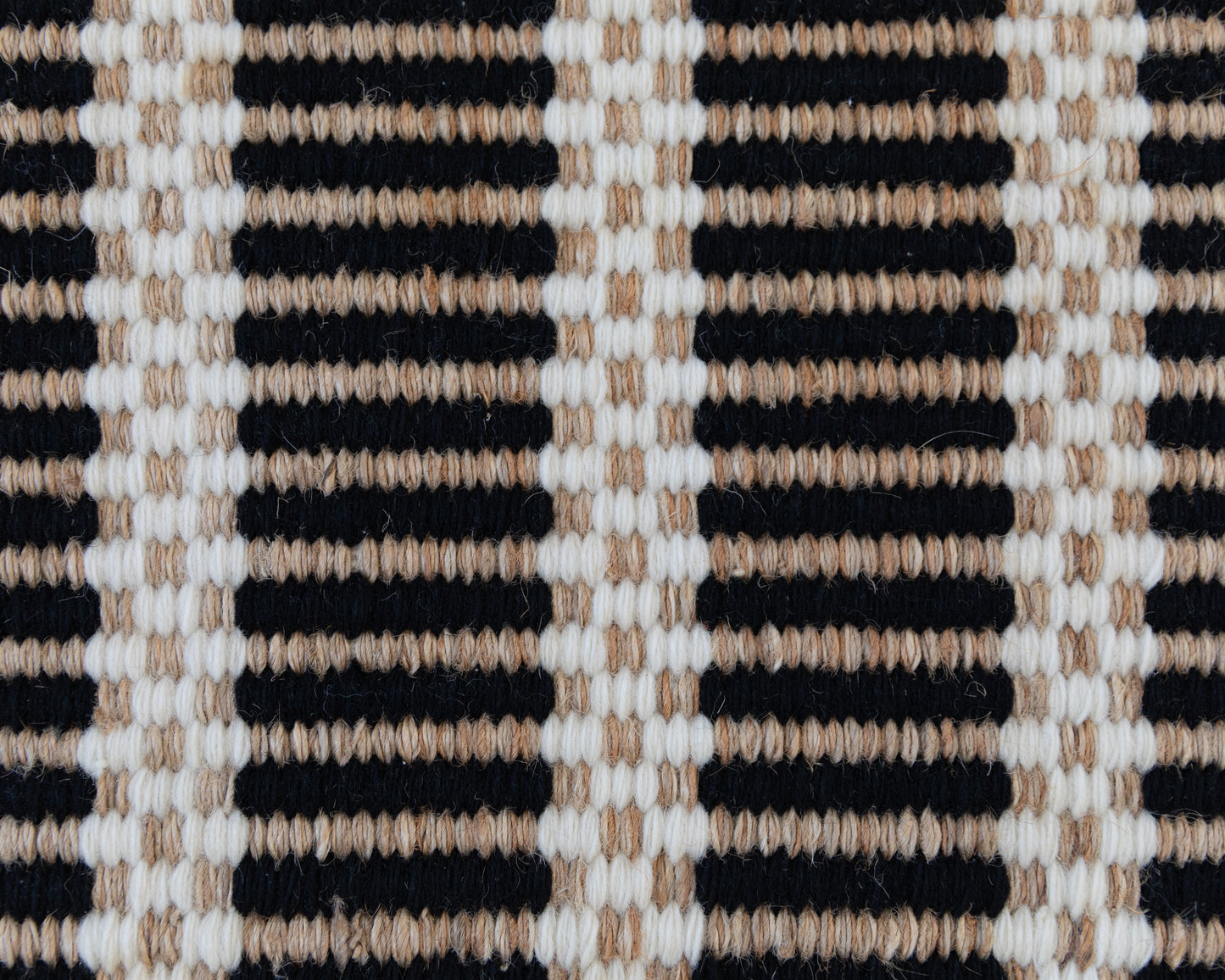 Handwoven jute and wool rug with black, ivory, and natural stripes – Black Jute & Wool Rug by Locust Lane Rugs