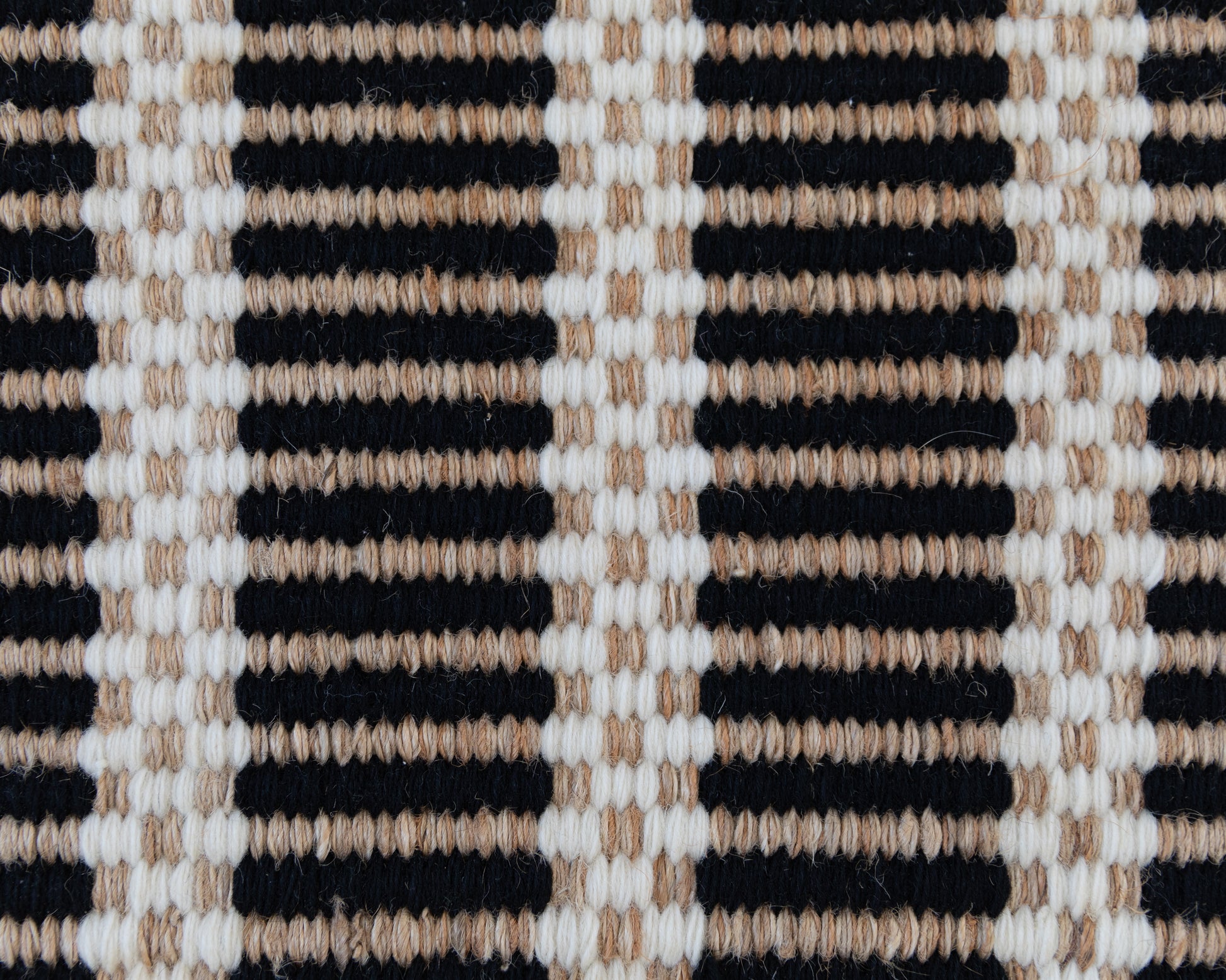 Handwoven jute and wool rug with black, ivory, and natural stripes – Black Jute & Wool Rug by Locust Lane Rugs