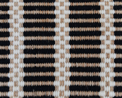 Handwoven jute and wool rug with black, ivory, and natural stripes – Black Jute & Wool Rug by Locust Lane Rugs