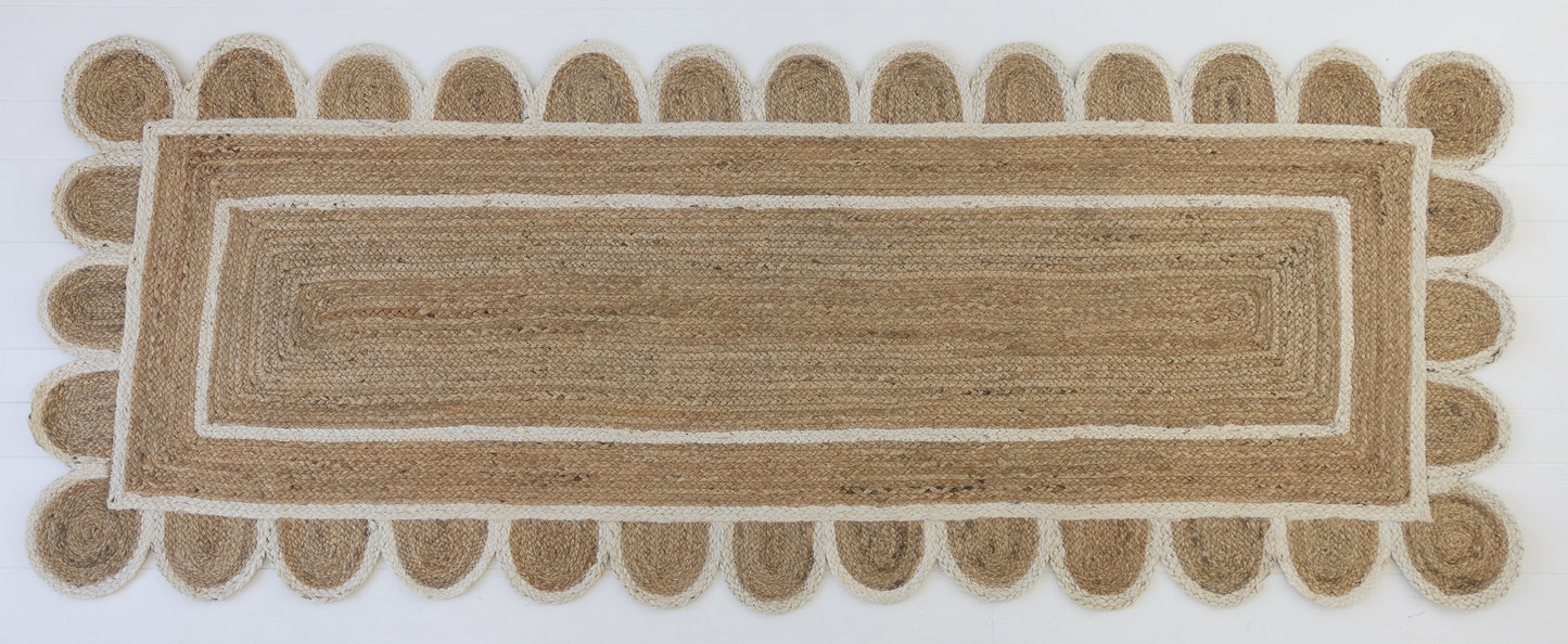 White Scalloped Jute Rug (ready to ship)