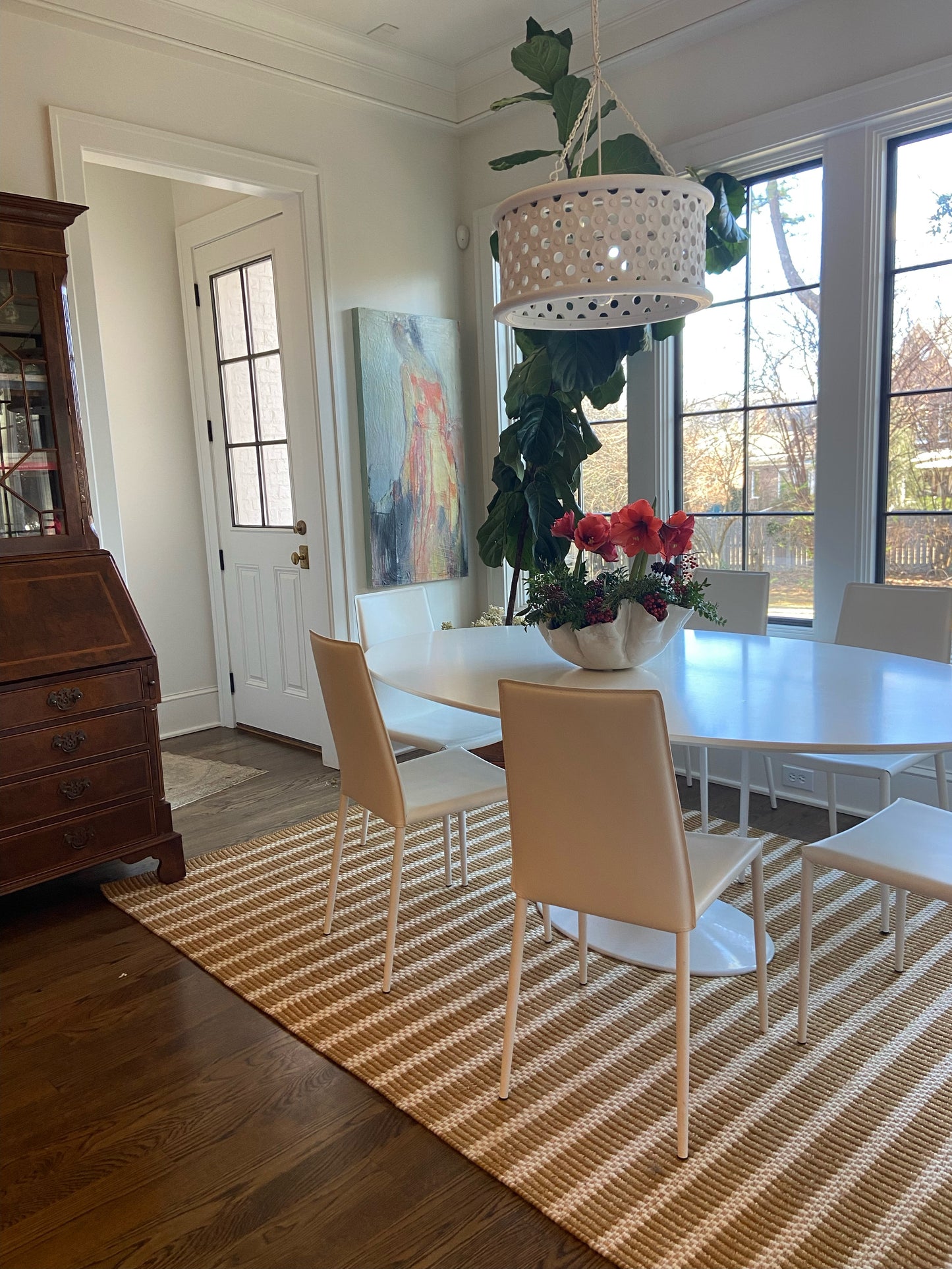 Handwoven jute and wool rug with ochre brown, ivory, and natural stripes – Ochre Brown Jute & Wool Rug by Locust Lane Rugs